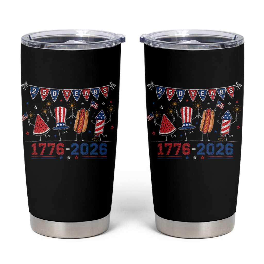 250 Years American 1776 2026 Tumbler Cup Patriotic Watermelon Hotdog Firework 250th 4th July Independence Day