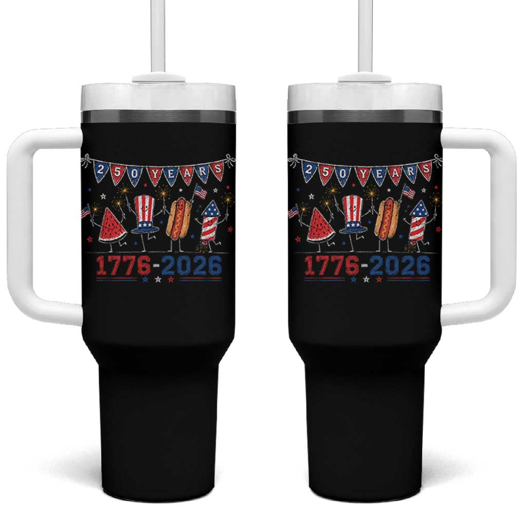250 Years American 1776 2026 Tumbler With Handle Patriotic Watermelon Hotdog Firework 250th 4th July Independence Day
