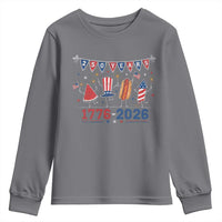 250 Years American 1776 2026 Youth Sweatshirt Patriotic Watermelon Hotdog Firework 250th 4th July Independence Day