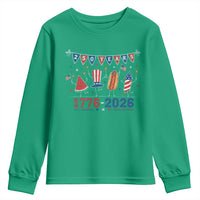 250 Years American 1776 2026 Youth Sweatshirt Patriotic Watermelon Hotdog Firework 250th 4th July Independence Day