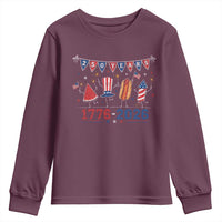 250 Years American 1776 2026 Youth Sweatshirt Patriotic Watermelon Hotdog Firework 250th 4th July Independence Day