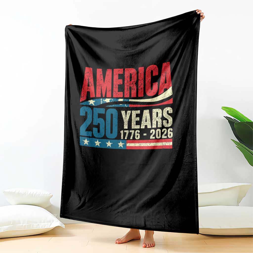 250th Anniversary USA Throw Blanket Retro 250 Years American 1776 2026 US Flag