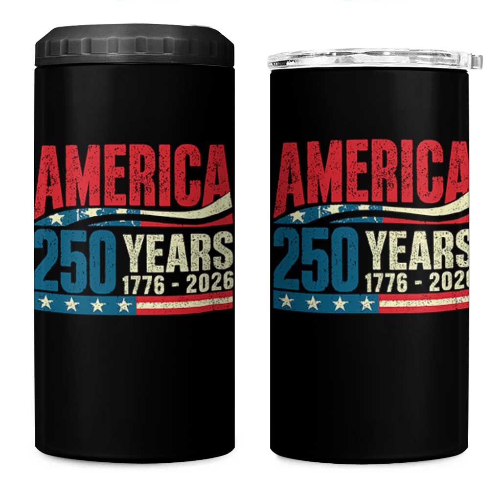 250th Anniversary USA 4 in 1 Can Cooler Tumbler Retro 250 Years American 1776 2026 US Flag