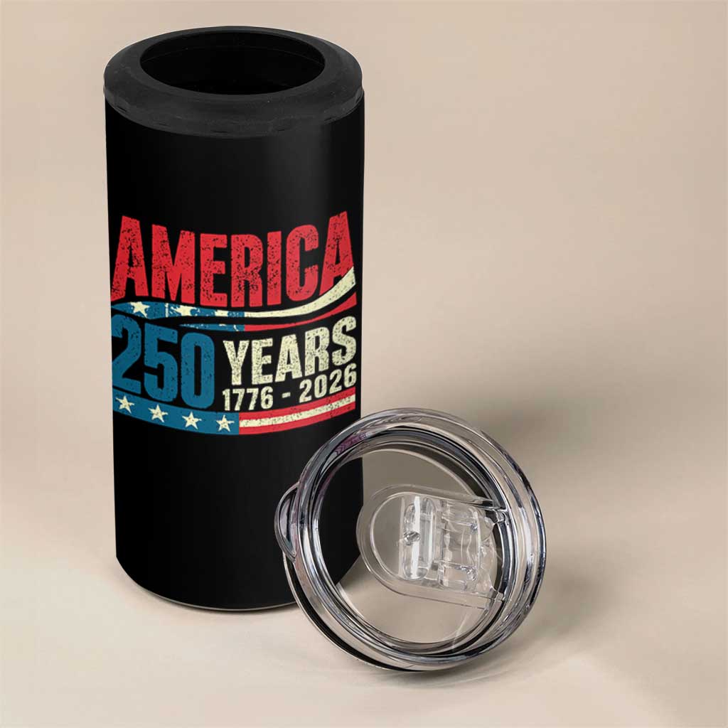 250th Anniversary USA 4 in 1 Can Cooler Tumbler Retro 250 Years American 1776 2026 US Flag