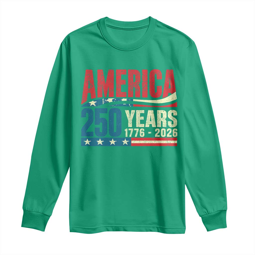 250th Anniversary USA Long Sleeve Shirt Retro 250 Years American 1776 2026 US Flag