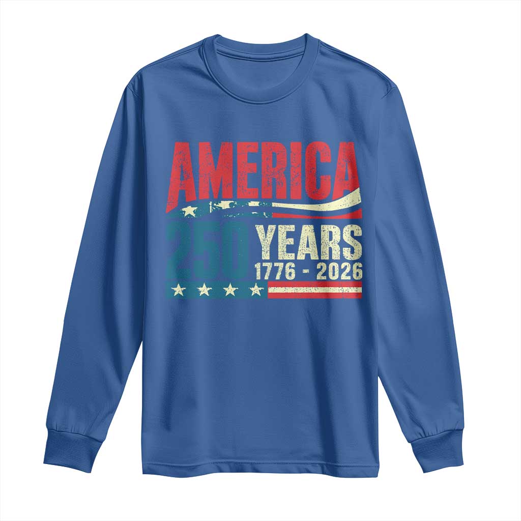 250th Anniversary USA Long Sleeve Shirt Retro 250 Years American 1776 2026 US Flag