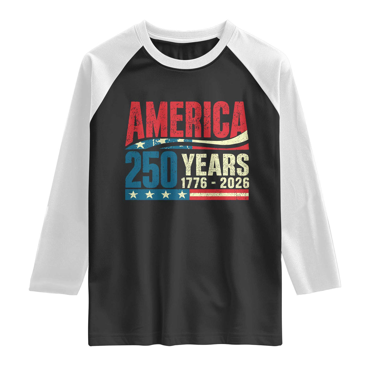 250th Anniversary USA Raglan Shirt Retro 250 Years American 1776 2026 US Flag
