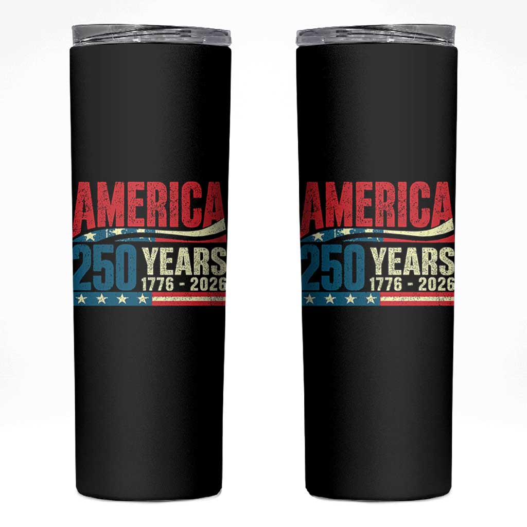 250th Anniversary USA Skinny Tumbler Retro 250 Years American 1776 2026 US Flag