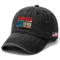 250th Anniversary USA Washed Cotton Baseball Cap Retro 250 Years American 1776 2026 US Flag