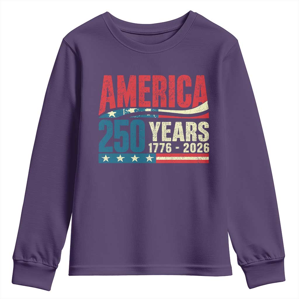 250th Anniversary USA Youth Sweatshirt Retro 250 Years American 1776 2026 US Flag