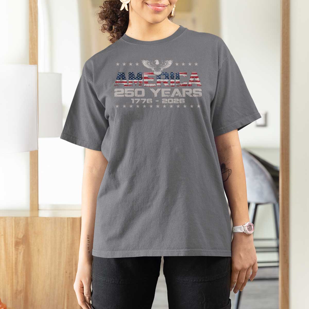 250th Anniversary USA T Shirt For Women Vintage Eagle 250 Years American 1776 2026 US Flag