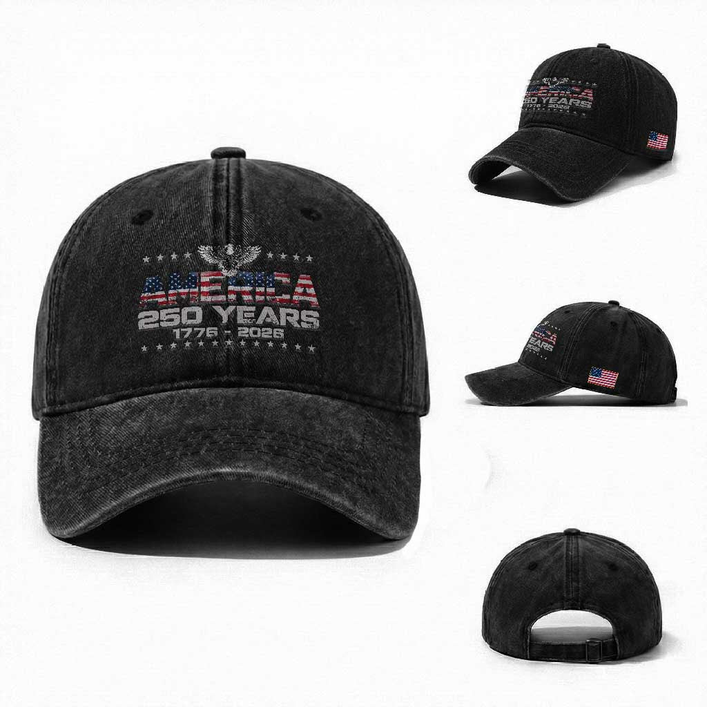 250th Anniversary USA Washed Cotton Baseball Cap Vintage Eagle 250 Years American 1776 2026 US Flag