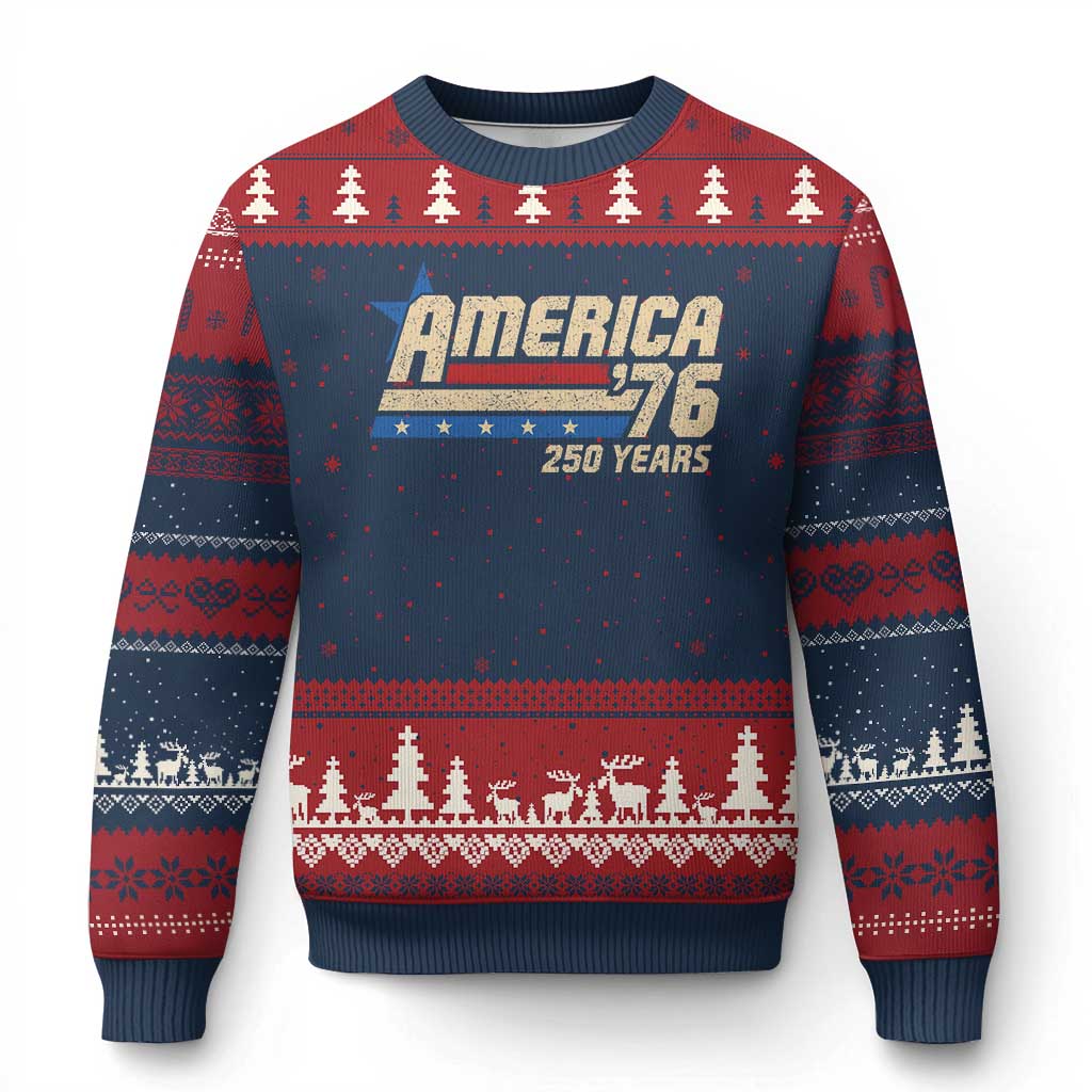 250th Anniversary USA Ugly Christmas Sweater America Retro 250 Years 1776 2026