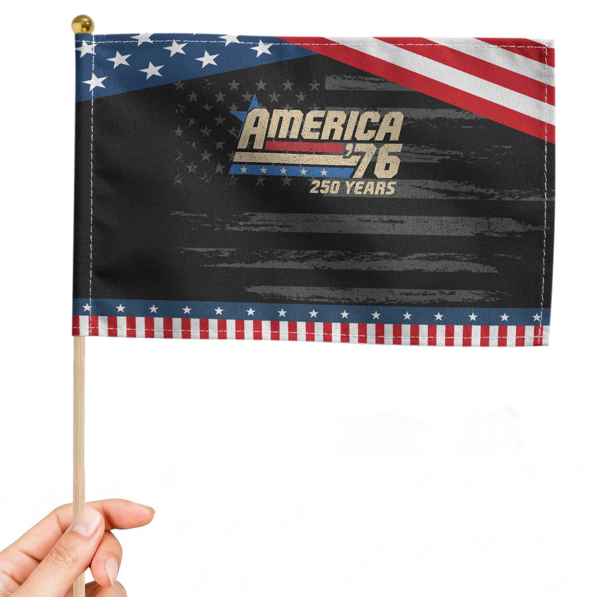 250th Anniversary USA Patriotic Handheld Flag America Retro 250 Years 1776 2026