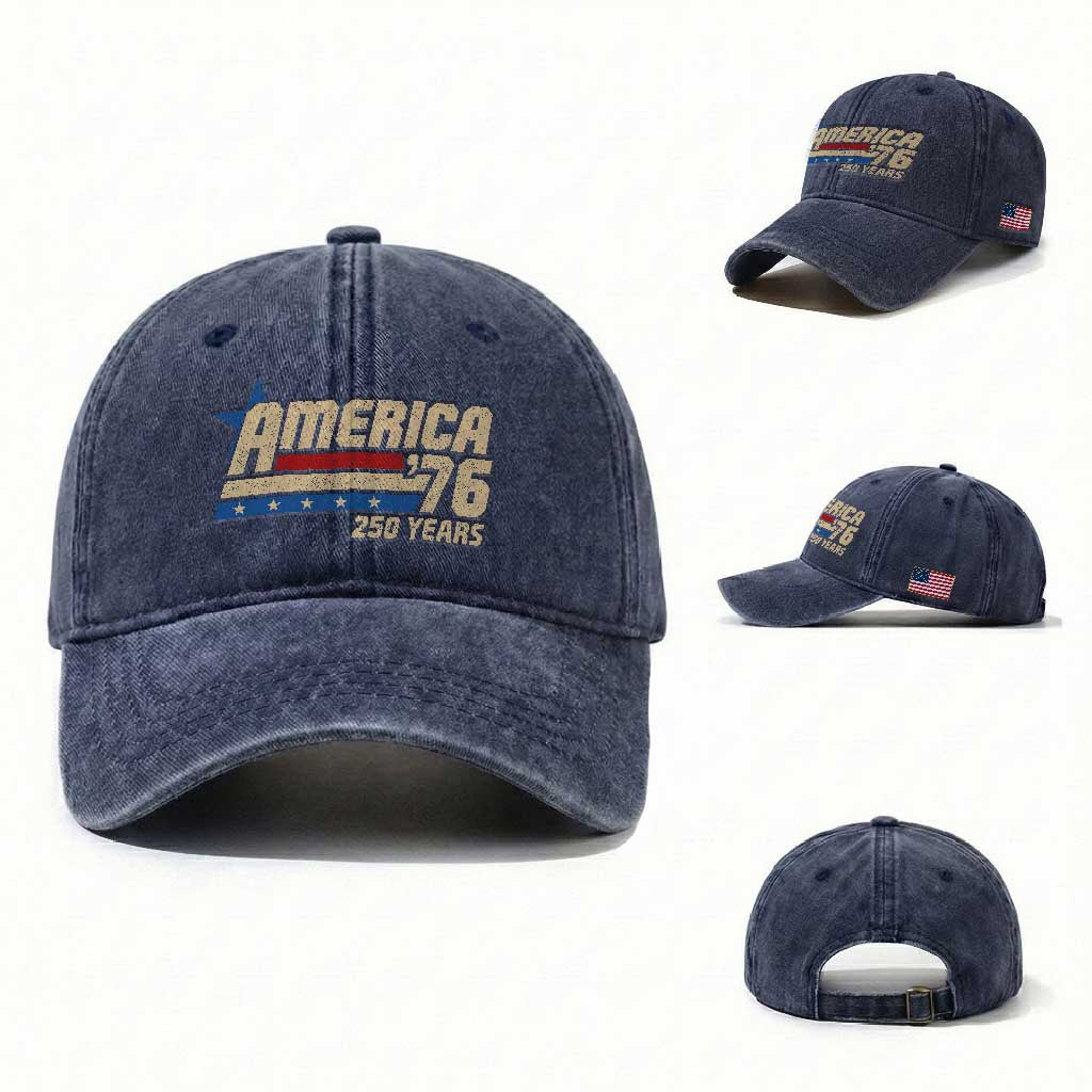 250th Anniversary USA Washed Cotton Baseball Cap America Retro 250 Years 1776 2026