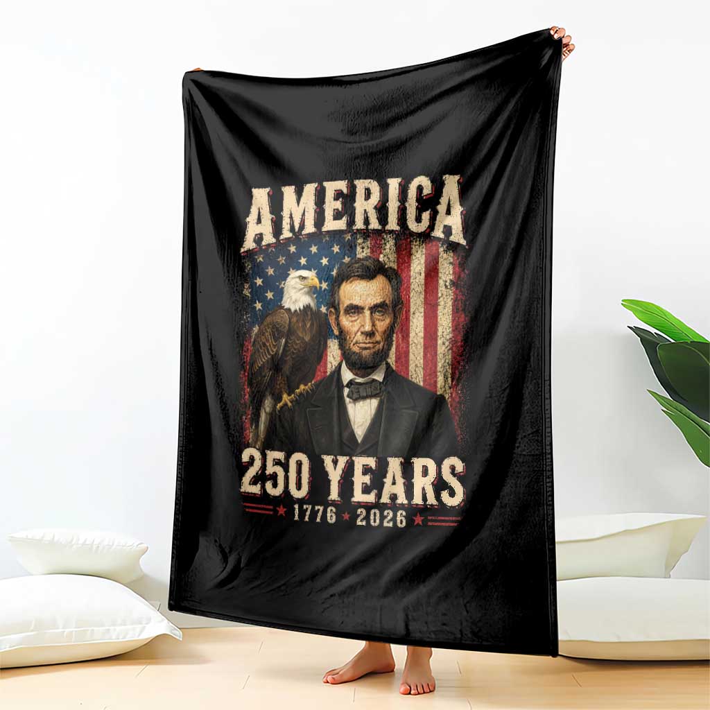 America 250 Years Abraham Lincoln Throw Blanket Retro Eagle 250th Anniversary USA Flag 1776 2026