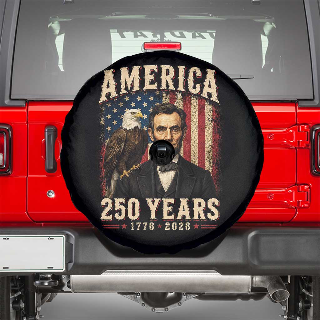 America 250 Years Abraham Lincoln Spare Tire Cover Retro Eagle 250th Anniversary USA Flag 1776 2026