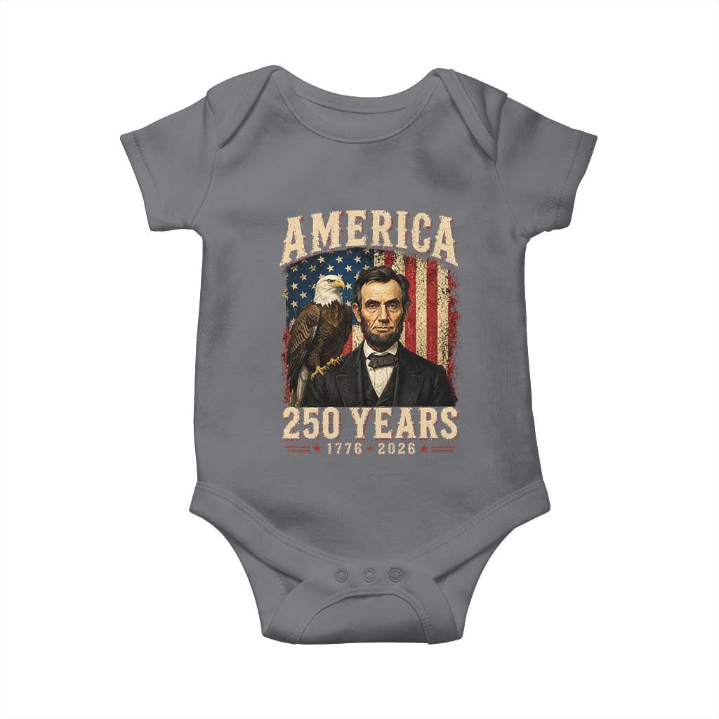 America 250 Years Abraham Lincoln Baby Onesie Retro Eagle 250th Anniversary USA Flag 1776 2026