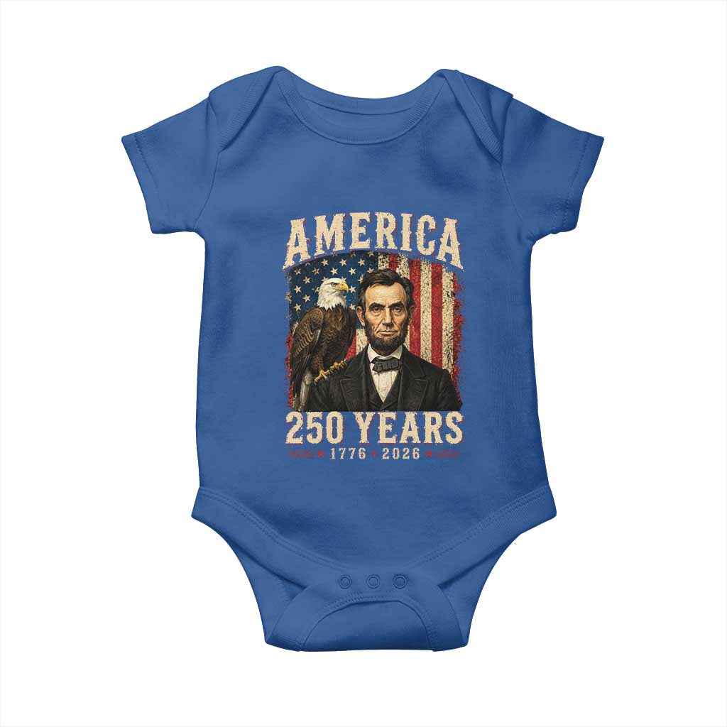 America 250 Years Abraham Lincoln Baby Onesie Retro Eagle 250th Anniversary USA Flag 1776 2026