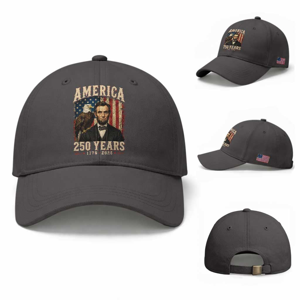 America 250 Years Abraham Lincoln Baseball Cap Retro Eagle 250th Anniversary USA Flag 1776 2026