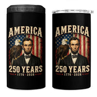 America 250 Years Abraham Lincoln 4 in 1 Can Cooler Tumbler Retro Eagle 250th Anniversary USA Flag 1776 2026