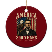 America 250 Years Abraham Lincoln Ceramic Ornament Retro Eagle 250th Anniversary USA Flag 1776 2026