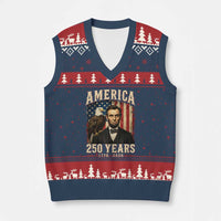 America 250 Years Abraham Lincoln V-Neck Knit Sweater Vest Retro Eagle 250th Anniversary USA Flag 1776 2026