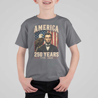 America 250 Years Abraham Lincoln T Shirt For Kid Retro Eagle 250th Anniversary USA Flag 1776 2026