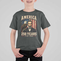 America 250 Years Abraham Lincoln T Shirt For Kid Retro Eagle 250th Anniversary USA Flag 1776 2026
