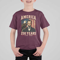 America 250 Years Abraham Lincoln T Shirt For Kid Retro Eagle 250th Anniversary USA Flag 1776 2026