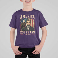 America 250 Years Abraham Lincoln T Shirt For Kid Retro Eagle 250th Anniversary USA Flag 1776 2026