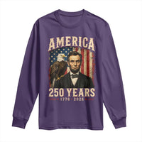 America 250 Years Abraham Lincoln Long Sleeve Shirt Retro Eagle 250th Anniversary USA Flag 1776 2026