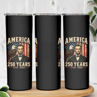 America 250 Years Abraham Lincoln Skinny Tumbler Retro Eagle 250th Anniversary USA Flag 1776 2026