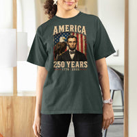 America 250 Years Abraham Lincoln T Shirt For Women Retro Eagle 250th Anniversary USA Flag 1776 2026