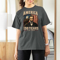 America 250 Years Abraham Lincoln T Shirt For Women Retro Eagle 250th Anniversary USA Flag 1776 2026