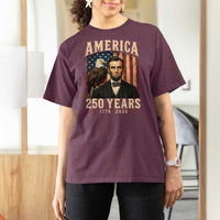 America 250 Years Abraham Lincoln T Shirt For Women Retro Eagle 250th Anniversary USA Flag 1776 2026