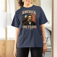 America 250 Years Abraham Lincoln T Shirt For Women Retro Eagle 250th Anniversary USA Flag 1776 2026