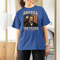 America 250 Years Abraham Lincoln T Shirt For Women Retro Eagle 250th Anniversary USA Flag 1776 2026
