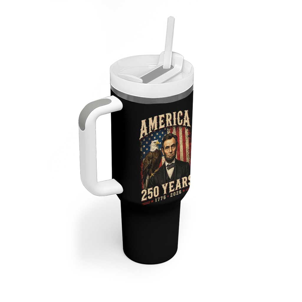 America 250 Years Abraham Lincoln Tumbler With Handle Retro Eagle 250th Anniversary USA Flag 1776 2026