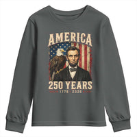 America 250 Years Abraham Lincoln Youth Sweatshirt Retro Eagle 250th Anniversary USA Flag 1776 2026