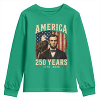 America 250 Years Abraham Lincoln Youth Sweatshirt Retro Eagle 250th Anniversary USA Flag 1776 2026
