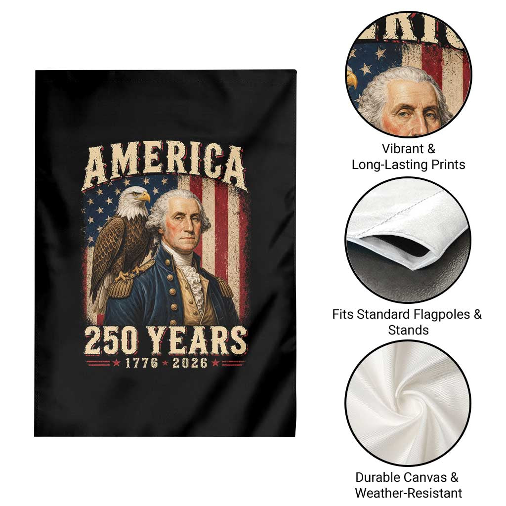 America 250 Years George Washington Garden Flag Retro Eagle 250th Anniversary USA Flag 1776 2026