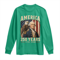 America 250 Years George Washington Long Sleeve Shirt Retro Eagle 250th Anniversary USA Flag 1776 2026