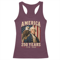 America 250 Years George Washington Racerback Tank Top Retro Eagle 250th Anniversary USA Flag 1776 2026