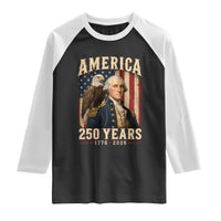 America 250 Years George Washington Raglan Shirt Retro Eagle 250th Anniversary USA Flag 1776 2026