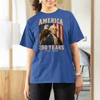America 250 Years George Washington T Shirt For Women Retro Eagle 250th Anniversary USA Flag 1776 2026