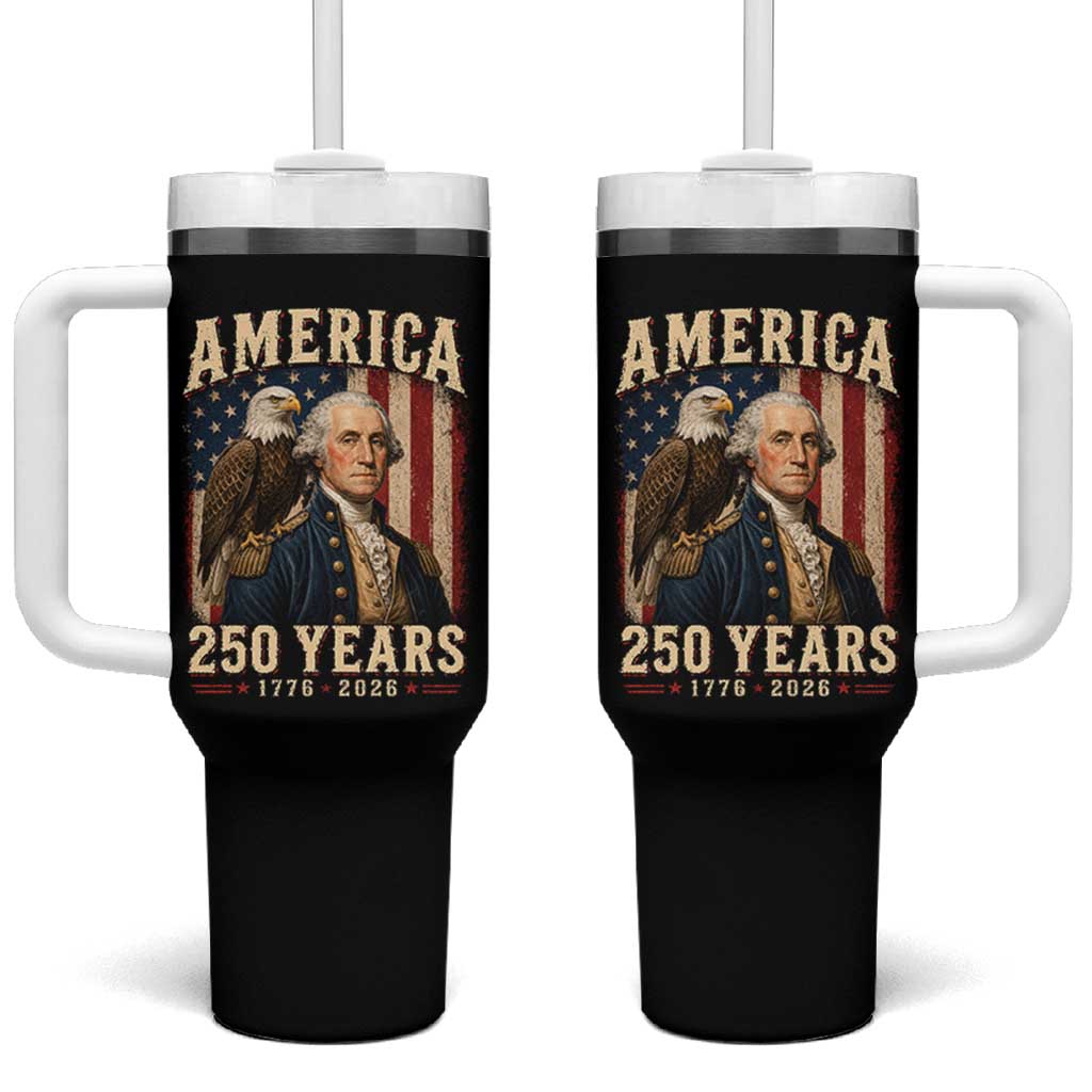 America 250 Years George Washington Tumbler With Handle Retro Eagle 250th Anniversary USA Flag 1776 2026