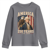 America 250 Years George Washington Youth Sweatshirt Retro Eagle 250th Anniversary USA Flag 1776 2026