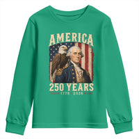 America 250 Years George Washington Youth Sweatshirt Retro Eagle 250th Anniversary USA Flag 1776 2026