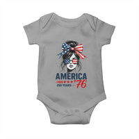 America 250 Years Baby Onesie 250th Anniversary USA Patriotic Girl Messy Bun 1776 2026